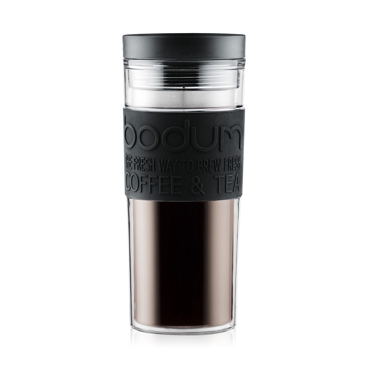 Travel Mug: BODUM Stainless Steel Vacuum Travel Mug: Black, 450ml