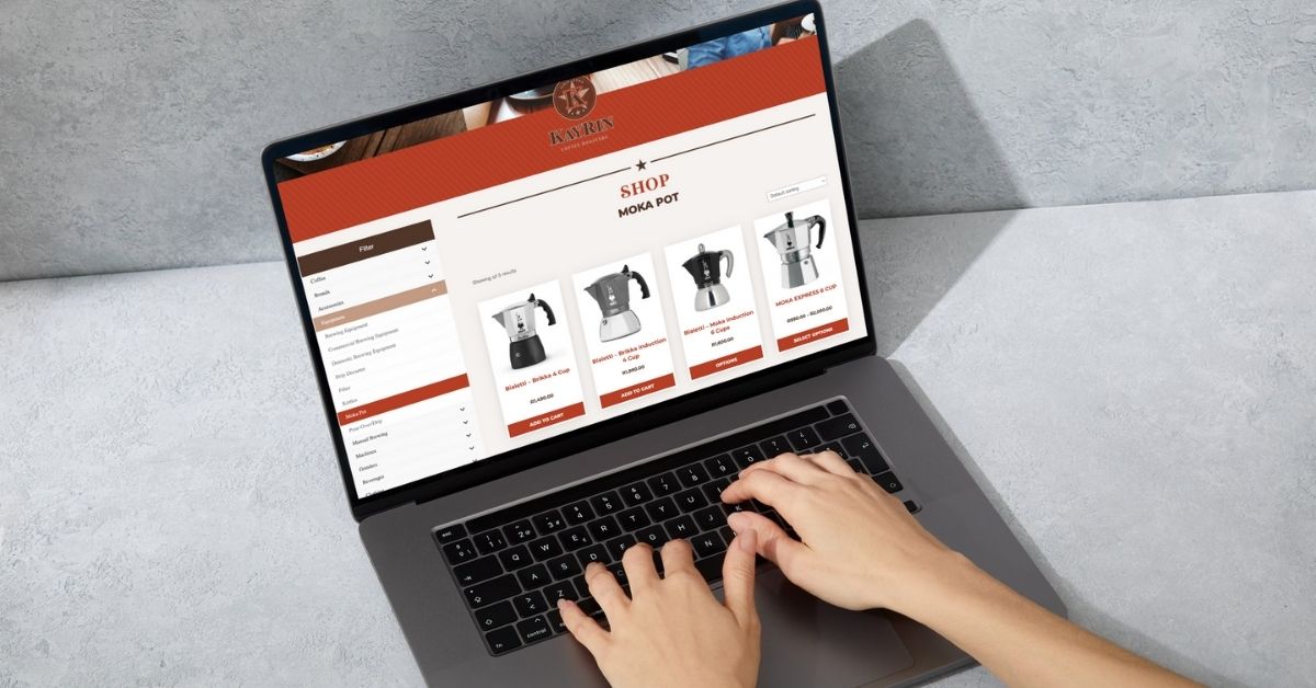 Online Shopping on Kayrin Coffee's Website for Moka Pots